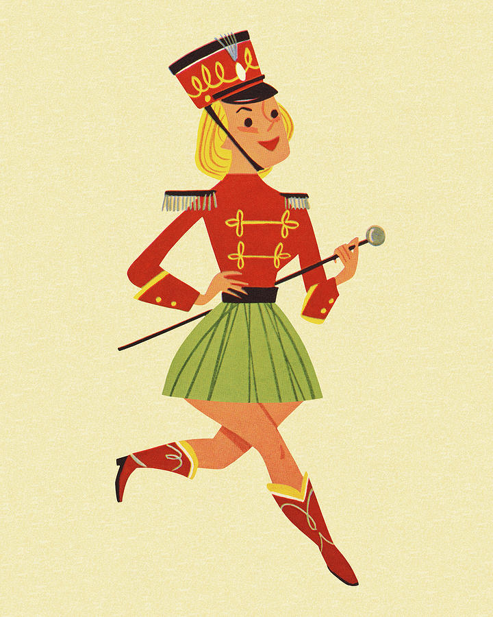 Marching Band Majorette Drawing by CSA Images