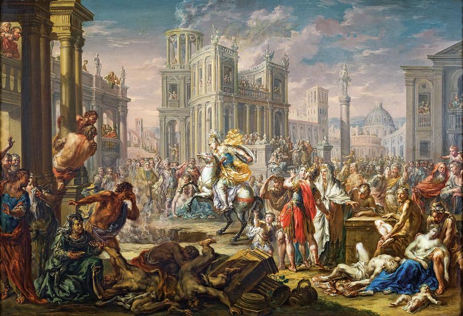 Marcus Curtius Painting by Johann Georg Platzer Marcus Curtius Painting by Johann Georg Platzer