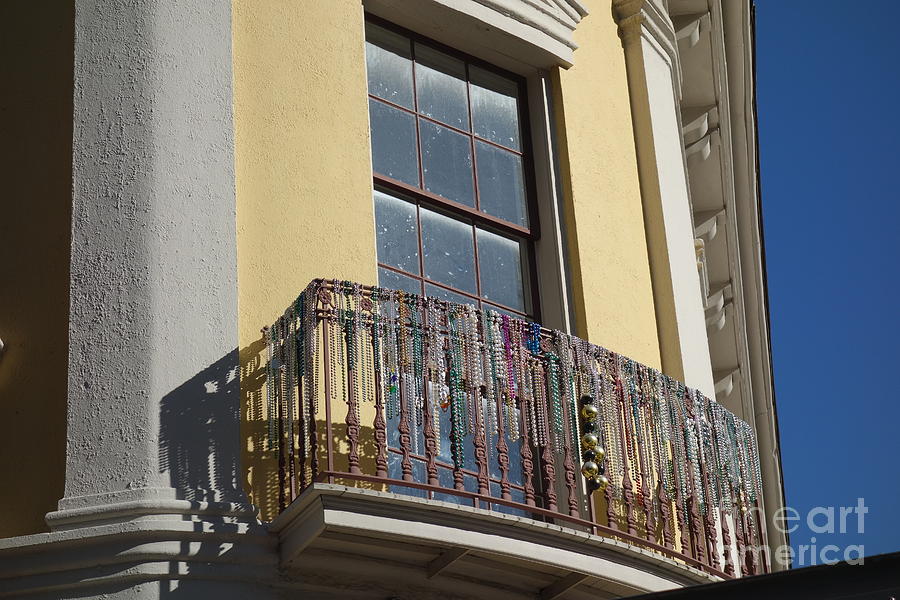 Mardi Gras Beads on Balcony New Orleans Photograph by Susan Carella