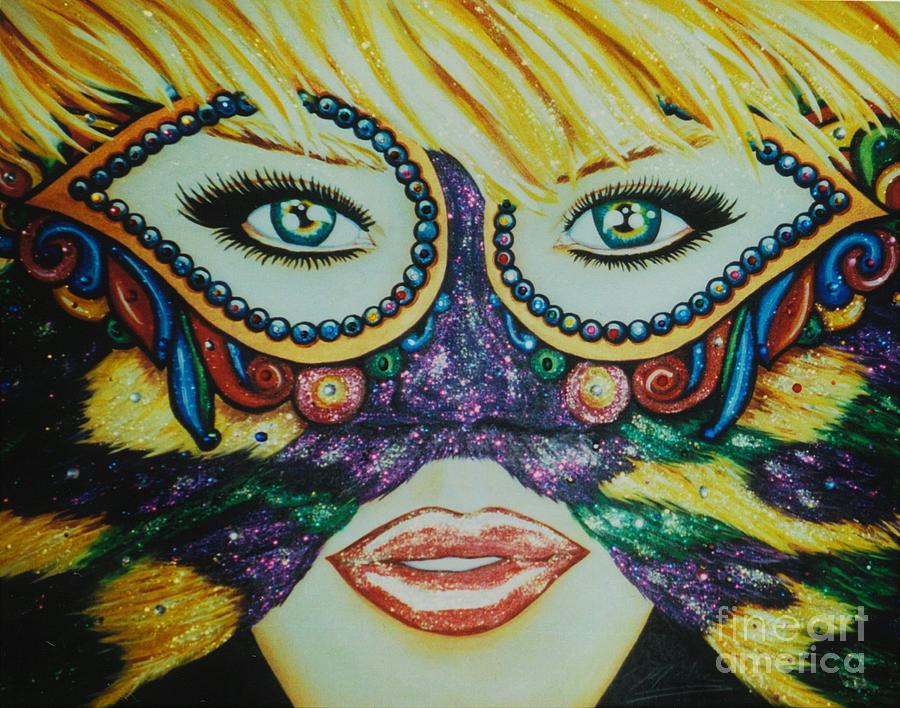 Feather Painting - Mardi Gras Eyes by Misha Ambrosia