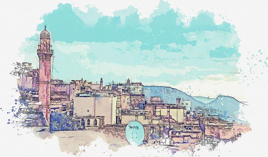Mardin, Turkey  c2019, watercolor by Adam Asar Painting by Celestial Images
