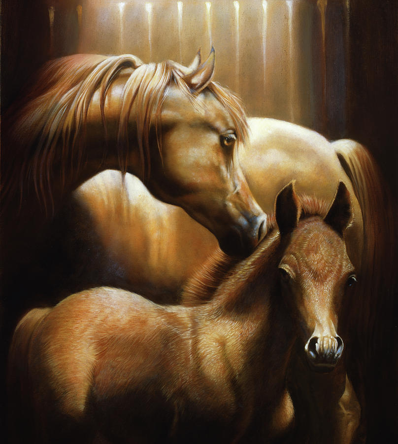 Animal Painting - Mare And Foal by John Rowe