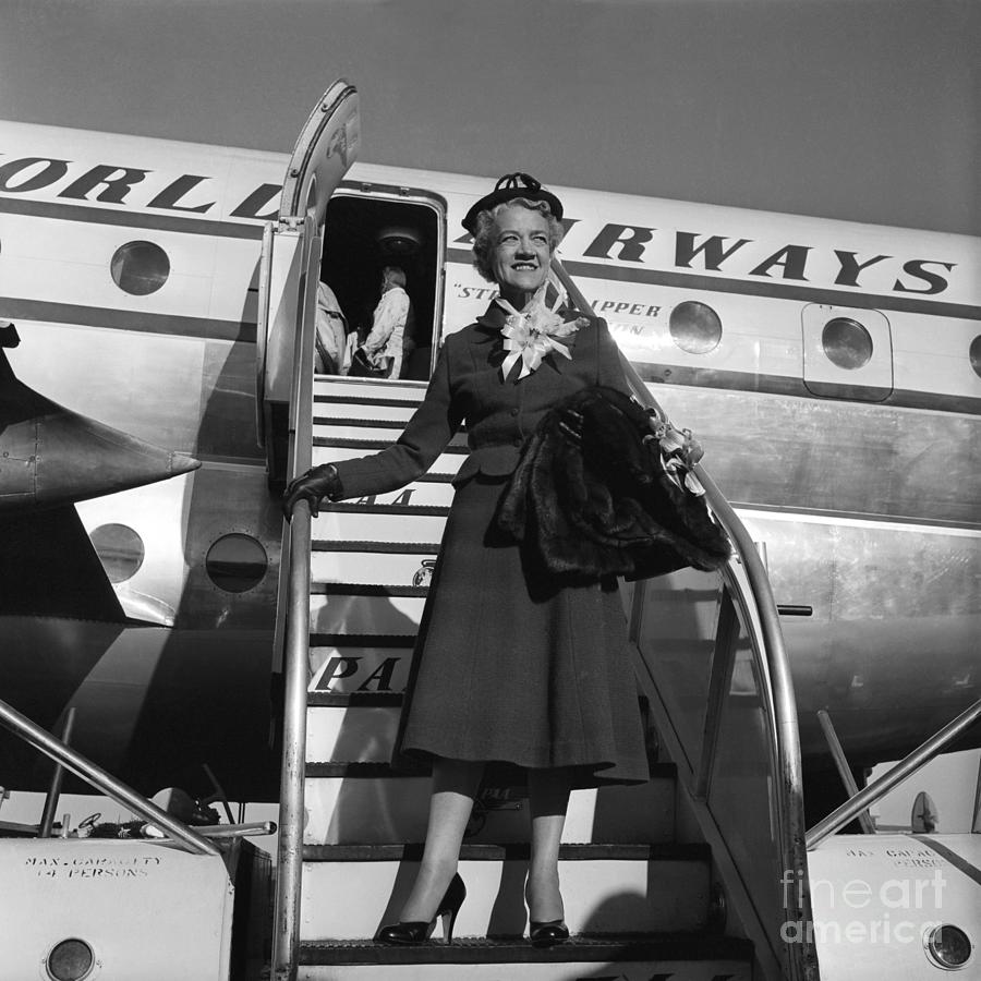 Margaret Chase Smith Boarding Airplane Photograph by Bettmann
