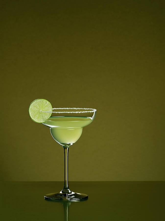 Margarita Cocktail With Green Background, Cocktail, Drink Photograph by R. Striegl