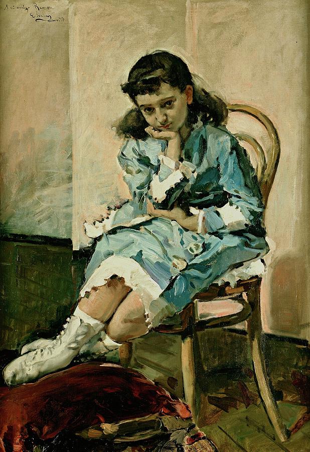 Maria Guerrero as a Girl, 1878, Spanish School, Oil on canvas, 89 cm x ... Painting by Emilio Sala Frances -1850-1910-