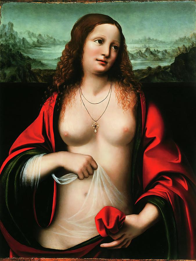 Maria Magdalene, painting. Circa 1515. Private collection. -Usually attributted to Giampetrino, C... Painting by Leonardo da Vinci -1452-1519-