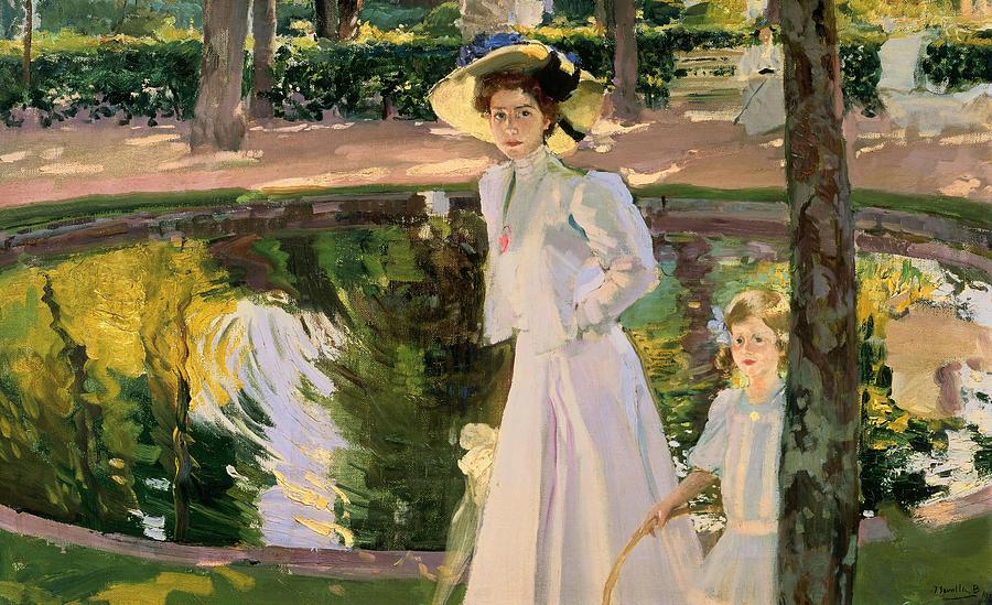 Marian in the Gardens, La Granja, 1907, Oil on canvas. Joaquin Sorolla . Painting by Joaquin Sorolla -1863-1923-