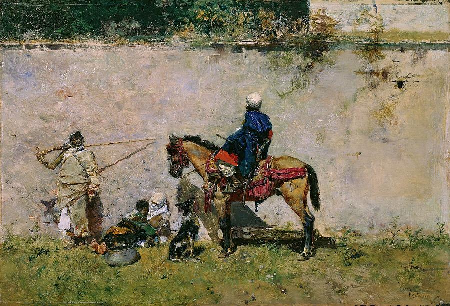 Mariano Fortuny Marsal / Morrocans, 1872-1874, Spanish School. Painting by Mariano Fortuny y Marsal -1838-1874-