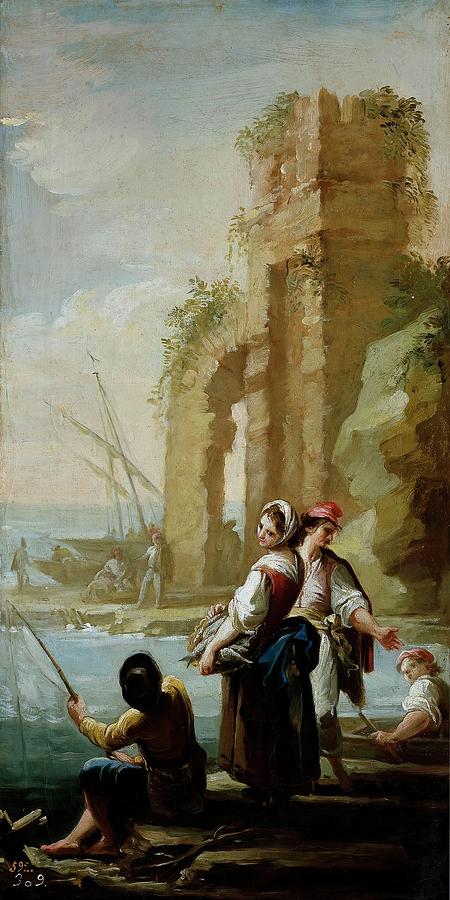 Mariano Salvador Maella / Seascape, ca. 1785, Spanish School, Oil on canvas. Painting by Mariano Salvador Maella -1739-1819-