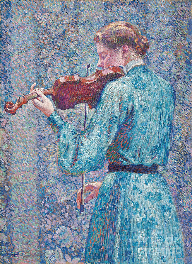 Marie-anne Weber Playing The Violin, 1903 Painting by Theo Van Rysselberghe