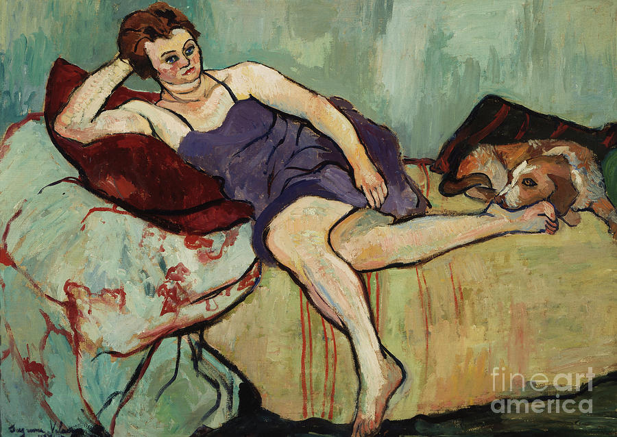Marie Coca With Arbi, 1927 Painting by Marie Clementine Valadon