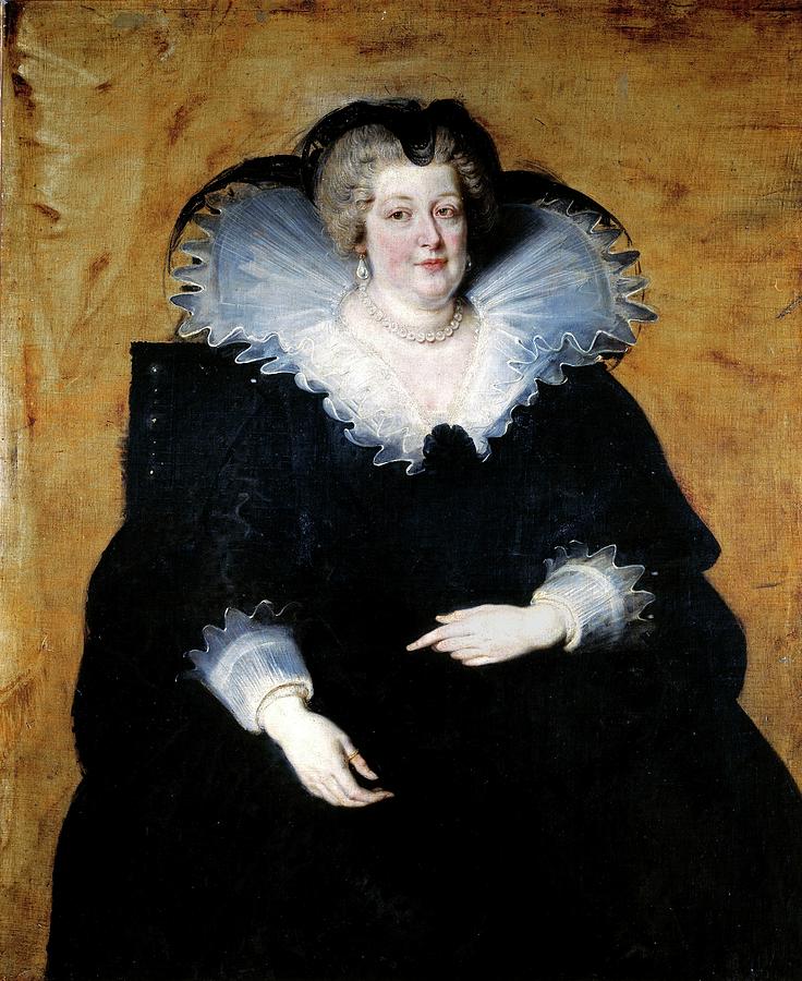 Marie de Medici, Queen of France, ca. 1622, Flemish School, Oil on canvas... Painting by Peter Paul Rubens -1577-1640-