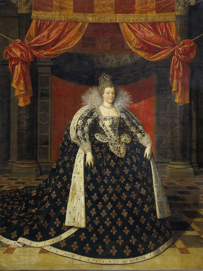 Marie de Medicis, Consort of Henry IV, King of France. Painting by Frans Pourbus -II- -workshop of-