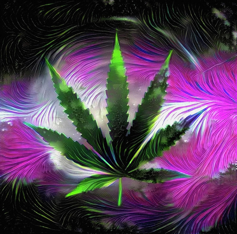 Abstract Digital Art - Marijuana Leaf by Bruce Rolff