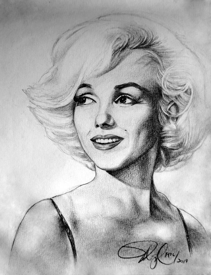 MARILYN - floral dress Drawing by Mike Gonzalez