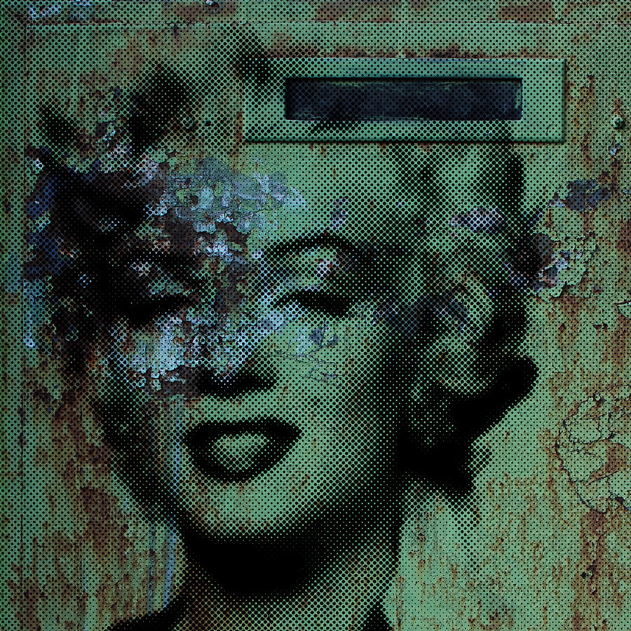 Marilyn Grunge in Green Painting by Robert R Splashy Art Abstract Paintings