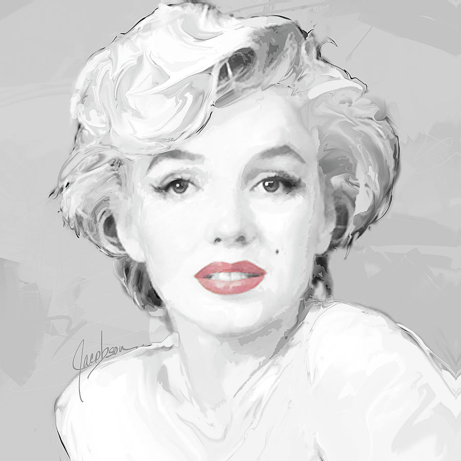 Marilyn Monroe 4 Silver Painting by Jackie Medow-Jacobson