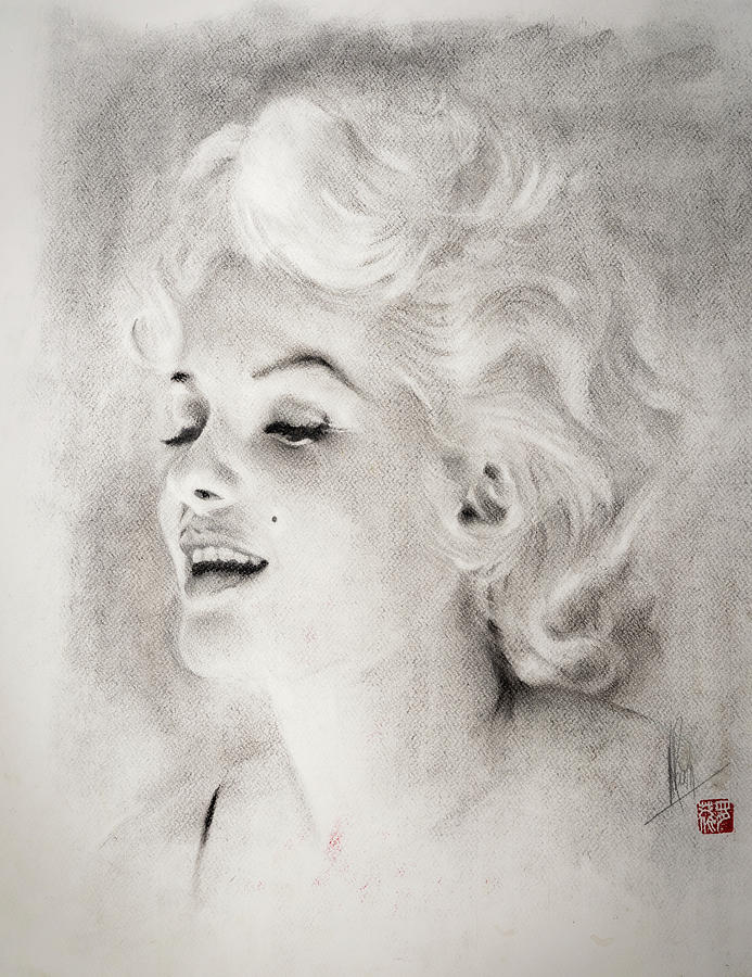 Marilyn Monroe charcoal Painting by Alan Kirkland-Roath