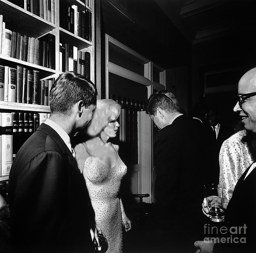 Marilyn Monroe Meets and Greets the Kennedy Brothers - circa 1962 Photograph by Doc Braham