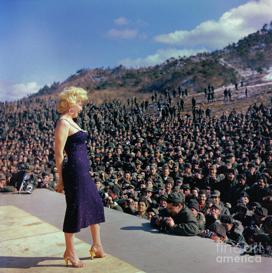 Marilyn Monroe Posing On Stage In Front Photograph by Bettmann