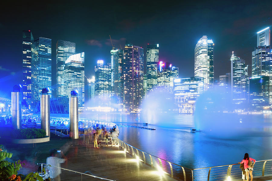 Marina Bay Light Show, Singapore Photograph by John Harper