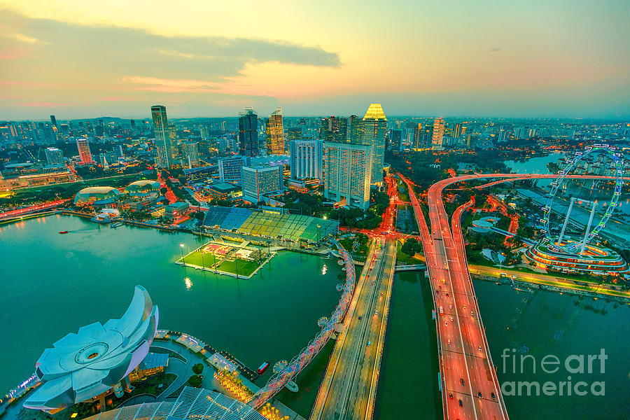 Marina bay Singapore Panorama Photograph by Benny Marty