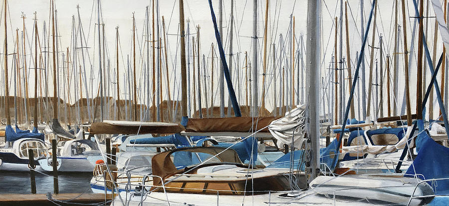 Boat Painting - Marina by Richard Ginnett