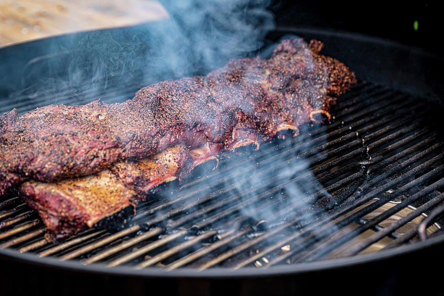 Marinated Beef Ribs Being Grilled Photograph by Sebastian Schollmeyer