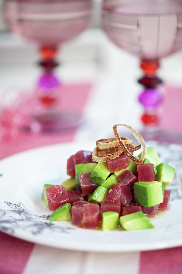 Marinated Tuna Fish With Avocado Photograph by Winfried Heinze