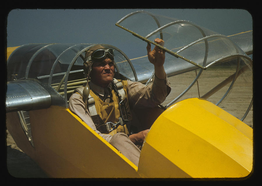 Marine lieutenant, glider pilot closing Canopy Painting by Palmer, Alfred T