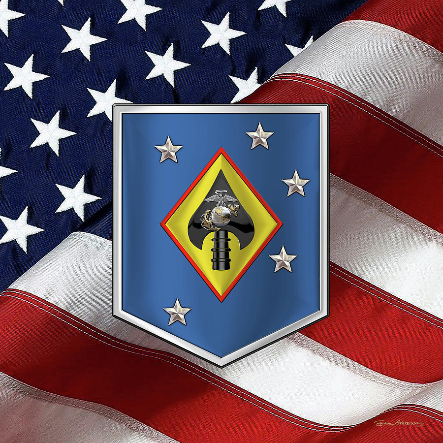 Marine Raider Support Group -  M R S G  Patch over American Flag Digital Art by Serge Averbukh