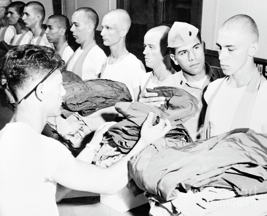 Marine Recruits At Boot Camp Receiving Photograph by Bettmann