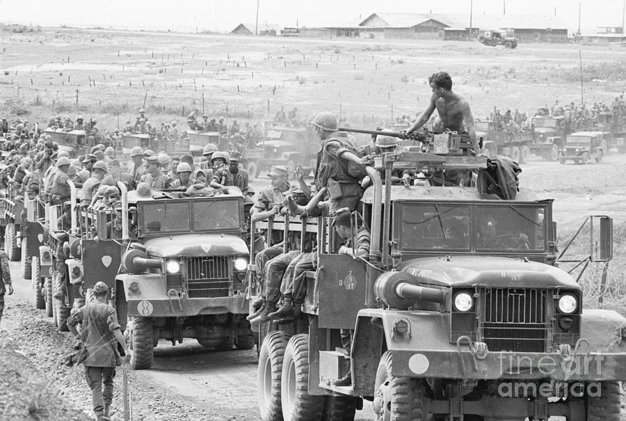 Marine Troops Moving Out Of Vietnam by Bettmann