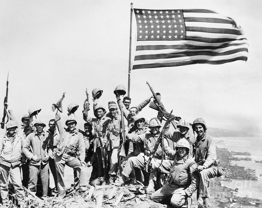 Marines With American Flag On Iwo Jima Photograph by Bettmann