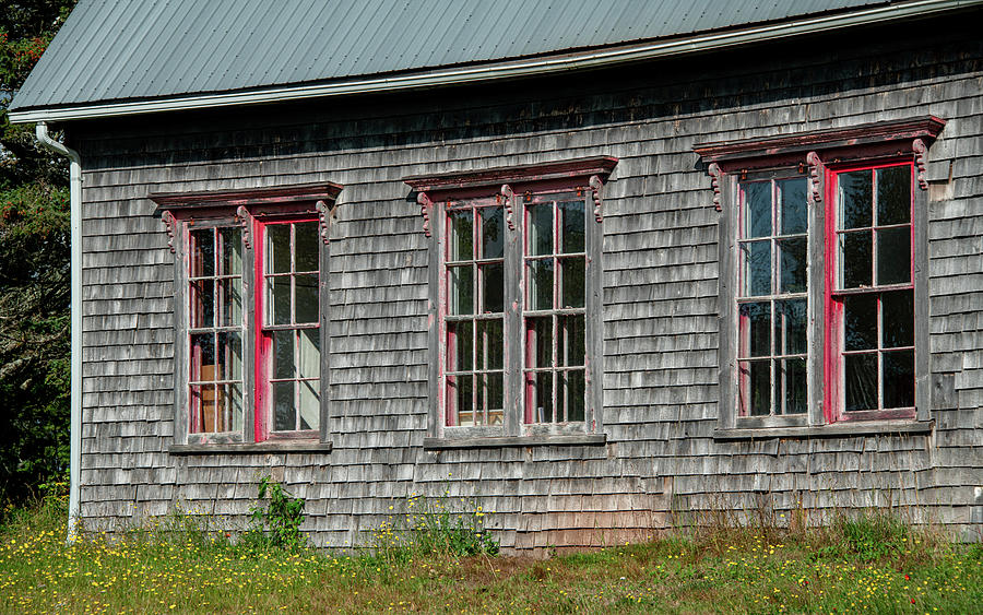 Maritime Schoolhouse Window Wall Photograph by Marcy Wielfaert
