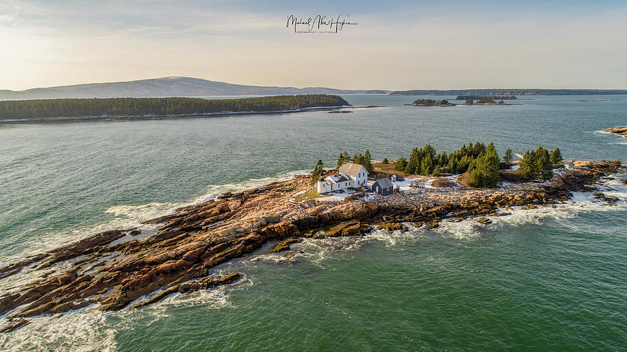 Mark Island, Winter Harbor Light Photograph by Veterans Aerial Media LLC