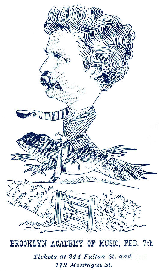 Mark Twain poster for talk at Brooklyn Academy Drawing by American School