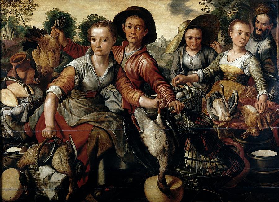 Market, 1564-1565, Flemish School, Oil on panel, 137 cm x 197 cm, P07024. Painting by Joachim Beuckelaer -c 1534-c 1574-