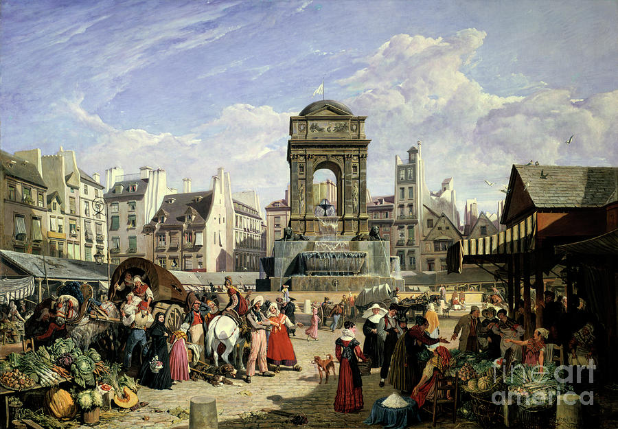 Market And Fountain Of The Innocents Drawing by Print Collector