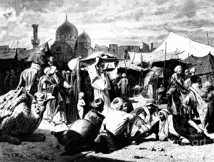 Market At Dessouk, Egypt, 1880 Drawing by Print Collector