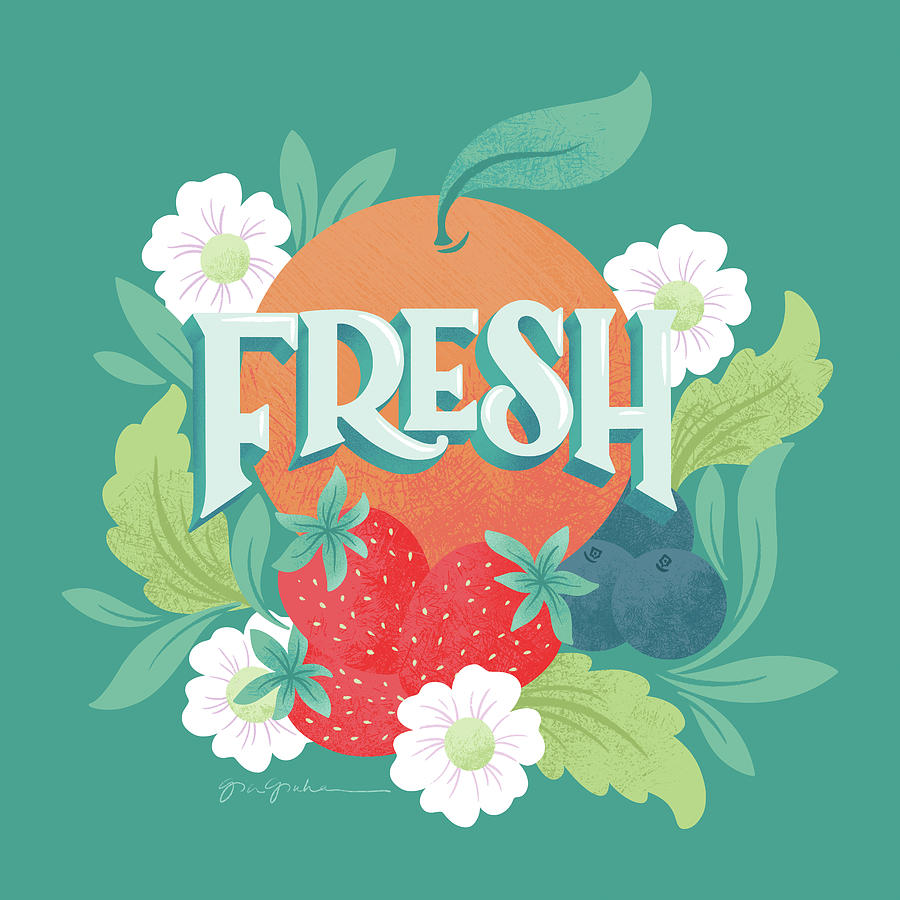Blueberry Drawing - Market Fresh I by Gia Graham