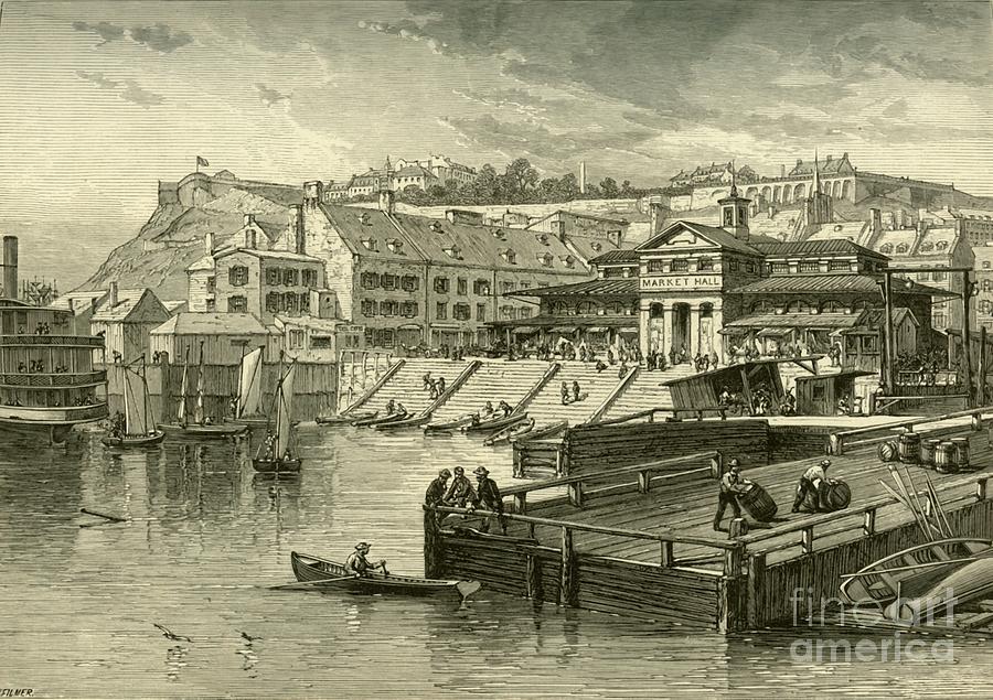 Market-hall And Boat-landing Drawing by Print Collector