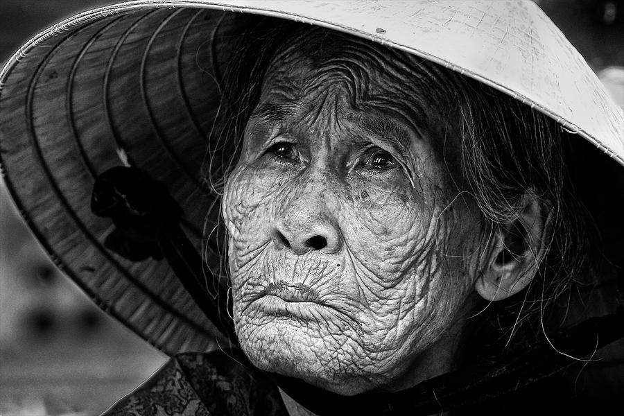 Black And White Photograph - Market Lady... by John Moulds