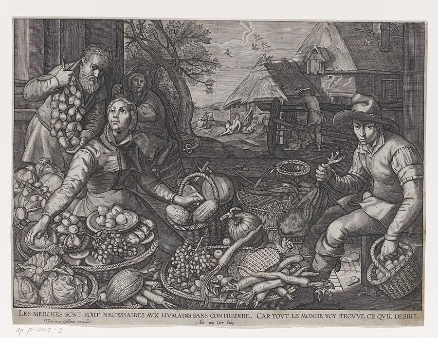 Market Scene, Abraham Van Lier, After Jacob Matham, After Pieter Aertsen, C. 1603 - C. 1620 Painting