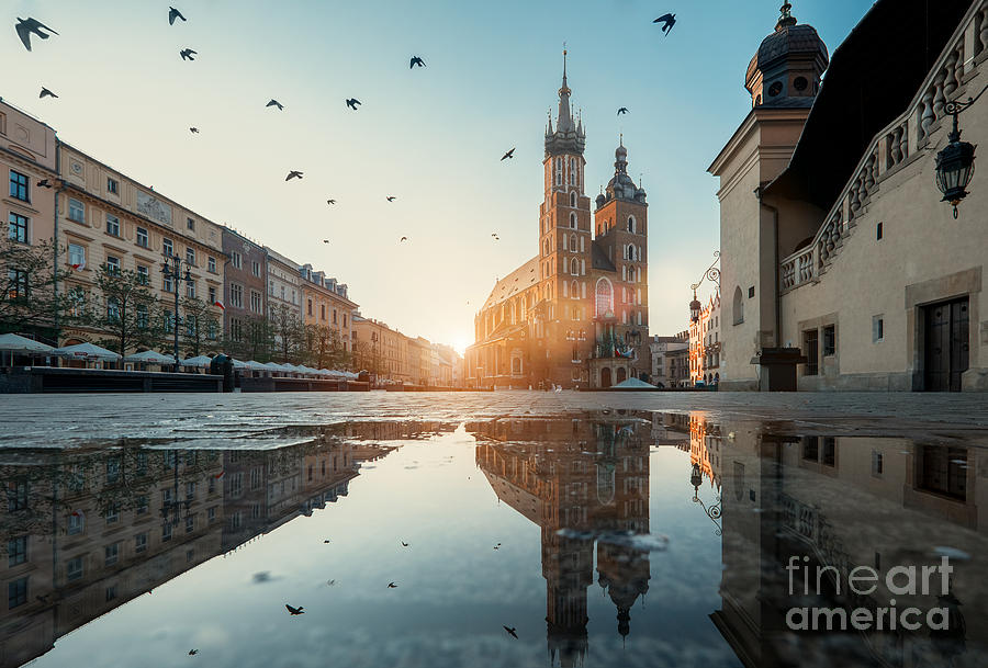 City Photograph - Market Square And St. Marys Basilica In by Liseykina City Photograph - Market Square And St. Marys Basilica In by Liseykina
