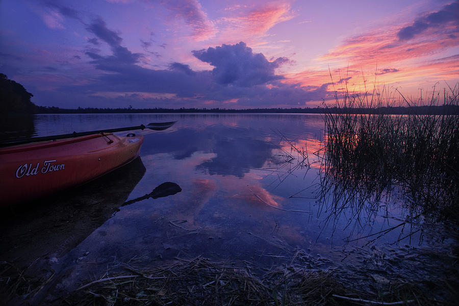 Marl Lake Kayak Sunrise Photograph by Ron Wiltse