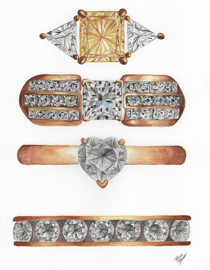 Jewelry Digital Art - Marlee Ring Set 1 by Rose Rambo