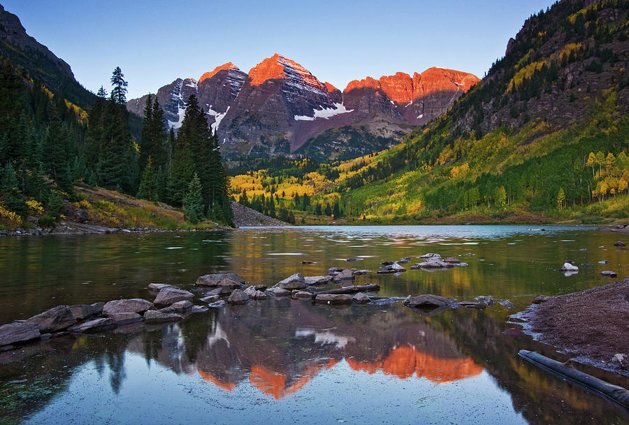 Maroon Bells Dawn Photograph by Sandra Kreuzinger Maroon Bells Dawn Photograph by Sandra Kreuzinger