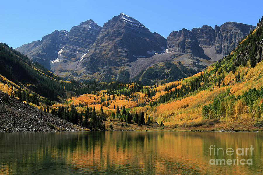 Maroon Bells in Fall Photograph by Paula Guttilla