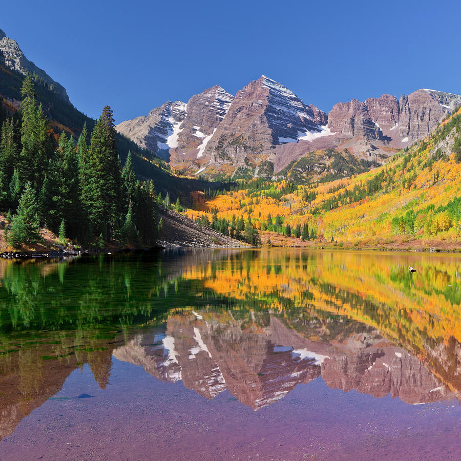 Maroon Bells Lake Reflection In Fall Photograph by Missing35mm